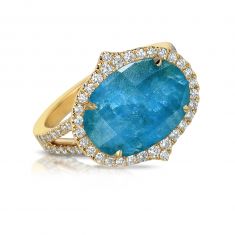 Doves by Doron Paloma 1/2ctw Diamond Halo Yellow Gold Ring | Laguna | Size 6.5