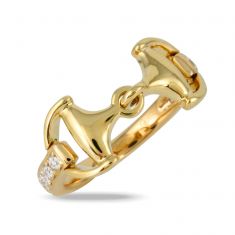 Doves by Doron Paloma 1/3ctw Diamond Horse Bit Yellow Gold Ring | Equestrian | Size 6.5
