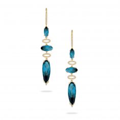 Doves by Doron Paloma 1/6ctw Diamond London Blue Topaz Yellow Gold Earrings | London