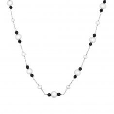 Downton Abbey | Lady Mary - Black Onyx and Freshwater Cultured Pearl Sterling Silver Station Necklace