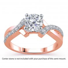 Ellaura Design Diamond Bypass Semi-Mount Engagement Ring, Rose Gold 1/4ctw