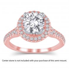 3/8ctw Diamond Halo Rose Gold Semi-Mount Engagement Ring | Design