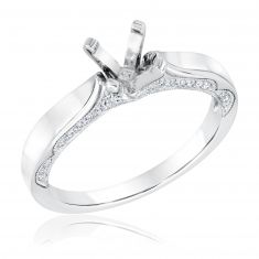Ellaura Design Round Diamond Milgrain Detail Semi-Mount Engagement Ring 1/6ctw