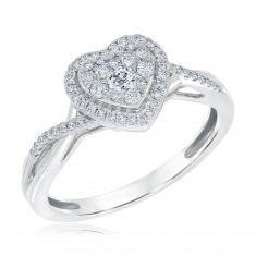 Ellaura Harmony Multi-Diamond Heart Frame Engagement Ring 1/3ctw