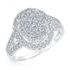 Ellaura Harmony White Gold Multi Diamond Engagement Ring, 1ctw