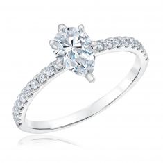 1ctw Pear Diamond White Gold Engagement Ring | Timeless