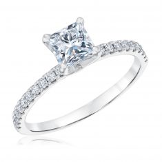 1 1/4ctw Princess Diamond White Gold Engagement Ring | Timeless