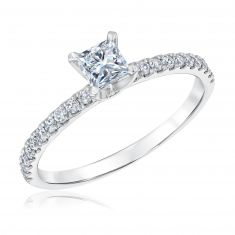 3/4ctw Princess Diamond White Gold Engagement Ring | Timeless