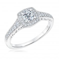 Ellaura Timeless Round Diamond Cushion Halo Engagement Ring 3/4ctw