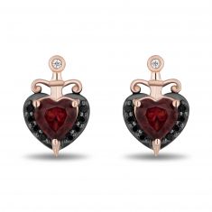 Enchanted Disney Fine Jewelry Villains Garnet 1/7ctw Treated Black Diamond Earrings | Evil Queen