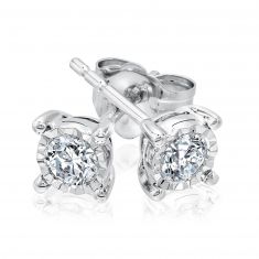 1/4ctwRound Diamond Solitaire Sterling Silver Earrings | Endless Sparkle