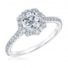 Forevermark 1 1/2ctw Round Diamond Halo White Gold Engagement Ring