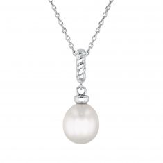 Freshwater Cultured Pearl Cable Sterling Silver Pendant Necklace