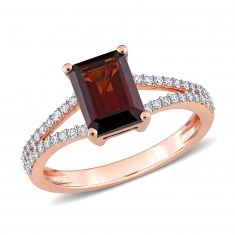 Garnet and Diamond Fashion Ring in Rose Gold 1/5ctw