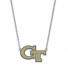 Width = 39mm 925 Sterling Silver Yellow Gold-Plated Official Virginia Tech Large Enamel Pendant Necklace Charm Chain
