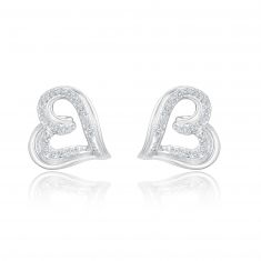 Hallmark Diamonds 1/10ctw Diamond Heart Sterling Silver Stud Earrings