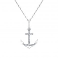 Hallmark Diamonds Anchor Pendant Necklace 1/10ctw