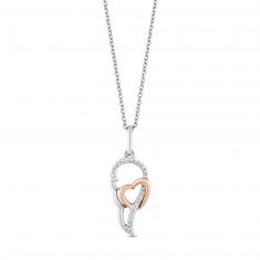 Hallmark Diamonds Two-Tone Angel Wing and Heart Pendant Necklace 1/10ctw