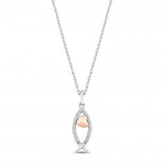 Hallmark Diamonds Two-Tone Ichthys Fish and Heart Pendant Necklace 1/6ctw
