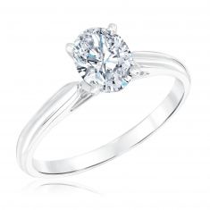 1ct Oval Diamond Solitaire White Gold Engagement Ring | Heritage