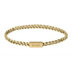 Hugo Boss Gold Ion-Plated Curb Chain Bracelet | 5mm | Men's