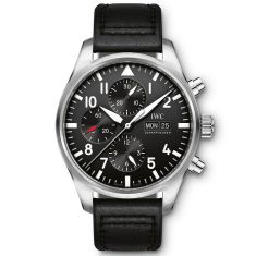 IWC Pilot's Watch Chronograph, Black Leather Strap IW377709