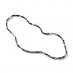 John Hardy Classic Chain Industrial Silver Box Chain Necklace with Satin Matte Black Rhodium | 26 Inches