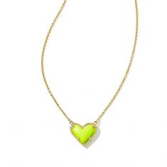 Kendra Scott Ari Heart Pendant Necklace in Neon Yellow Magnesite