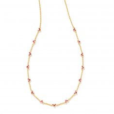 Kendra Scott Haven Heart Strand Necklace in Pink Crystal, Gold-Plated