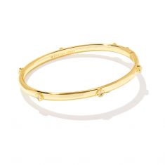 Kendra Scott Joelle Bangle Bracelet in White Crystal, Gold-Plated