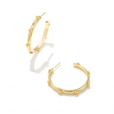 Kendra Scott Joelle Hoop Earrings in White Crystal, Gold-Plated