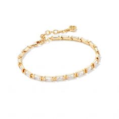Kendra Scott Juliette Delicate Chain Bracelet in White Crystal, Gold-Plated
