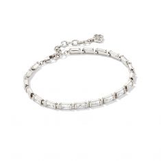 Kendra Scott Juliette Delicate Chain Bracelet in White Crystal, Rhodium-Plated