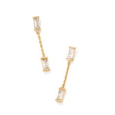 Kendra Scott Juliette Drop Earrings in White Crystal, Gold-Plated