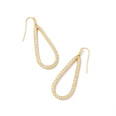 Kendra Scott Payton Open Frame Earrings in White Crystal, Gold-Plated