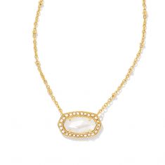 Kendra Scott Pearl Beaded Elisa Pendant Necklace in Ivory Mother-of-Pearl, Gold-Plated