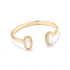 Kendra Scott Pearl Beaded Elton Cuff Bracelet in Ivory Mother-of-Pearl, Gold-Plated