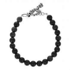 King Baby Black Obsidian and Sterling Silver Toggle Clasp Beaded Bracelet | 8mm
