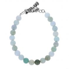 King Baby Burma Jade and Sterling Silver Toggle Clasp Beaded Bracelet | 8mm
