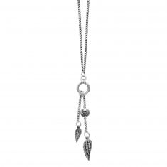 King Baby Double Wing Drop Sterling Silver Pendant Necklace | 24 Inches