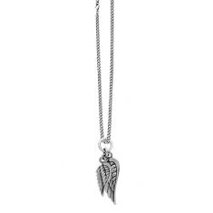King Baby Double Wing Sterling Silver Pendant Necklace | 24 Inches