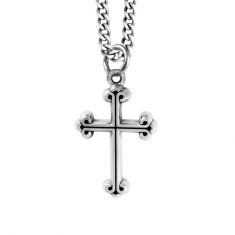 King Baby Extra Small Traditional Cross Sterling Silver Pendant Necklace | 24 Inches