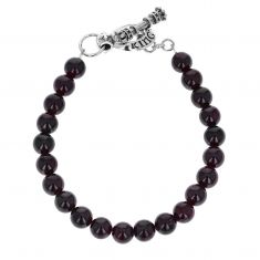 King Baby Garnet and Sterling Silver Toggle Clasp Beaded Bracelet | 8mm