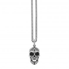 King Baby Laughing Skull with Moveable Jaw Sterling Silver Pendant Necklace