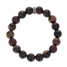 King Baby Red Tiger's Eye and Sterling Silver Logo Ring Beaded Bracelet | 12mm