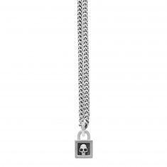 King Baby Skull Padlock Sterling Silver Pendant Necklace