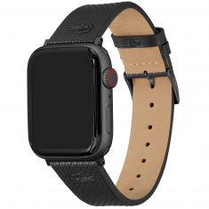 Lacoste Apple Watch Strap Black Embossed Leather | 42mm & 44mm | 2050026