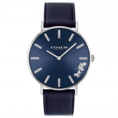 Ladies' COACH Perry Stainless Steel and Navy Leather Strap Watch 14503850