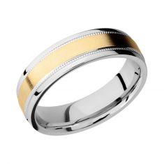 Lashbrook Cobalt Chrome with Yellow Gold Inlay Flat Comfort Fit Band, 6mm