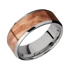 Lashbrook Titanium with Maple Burl Wood Inlay Comfort Fit Band, 8mm